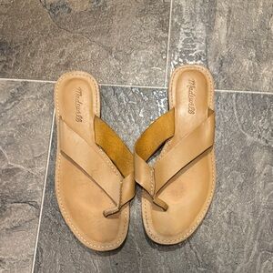 Madewell Beige Leather Slide Sandals
